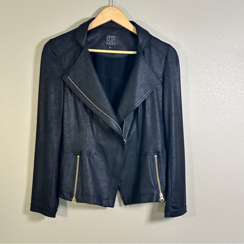 Liquid Leather Black Asymmetrical Jacket -Women’s Medium - Picture 8 of 14